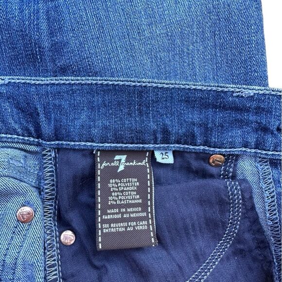 7 For All Mankind Jeans - Bootcut Size 25 Blue Denim Stretch Excellent Condition - Picture 4 of 5